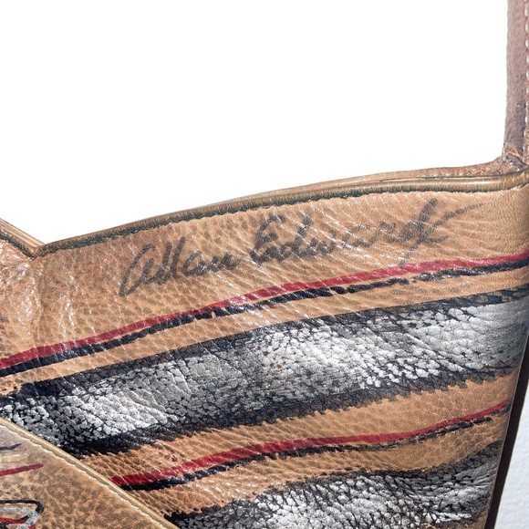 Vintage cross body purse hand painted leather bag by Allan Edward 80s 90s - Picture 3 of 5